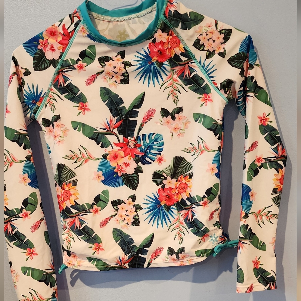 Pipeline Floral Long Sleeve Tropical Rash Guard Set Size 16